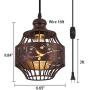 YLONG-ZS Plug in Pendant Lights with 16Ft Hanging Cord and On/Off Dimmer Switch, Upgraded Industrial Metal Swag Ceiling Lamp for Dining Room, Kitchen Hallway,Dark Bronze Finish