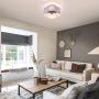 VILUXY Semi-Flush Mount Ceiling Light Fixture Gray Fabric Drum Shade Black Brush Paint Finish for Bedroom, Dining Room, Corridor, Living Room 13.77'' 4-Light