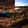 Outdoor String Lights LED Newpow 48ft with 23+2 Spare Bulbs -Clear Glass, Dimmable Waterproof, 1W 60LM 2200K Warm Glow for Indoor/Outdoor Decoration and Lighting -Black Wire