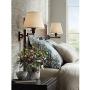 Clement Industrial Swing Arm Wall Lamps Set of 2 Oil Rubbed Bronze Plug-in Light Fixture White Linen Empire Shade for Bedroom Bedside Living Room Reading - 360 Lighting