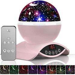 YSD Night Lighting Lamp, Modern Star Rotating Sky Projection, Romantic Star Projector Lamp for Kids, USB Rechargeable & Remote Control, Best Gifts for Kids,Bedroom(Pink)