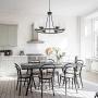 TODOLUZ 6-Lights Black Rustic Chandelier Wagon Wheel, 24.8'' Dining Room Light Fixtures Hanging with Opal White Glass for Foyer Living Room Kitchen