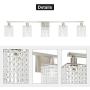 BONLICHT Bathroom Vanity Light Fixtures 5 Light Brushed Nickel Wall Lighting Crystal Wall Sconce with K9 Crystal Drop Modern Farmhouse Style Bath Wall Mount Lamp for Living Room Hallway Kitchen Porch