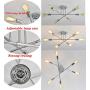 6 Lights Mid Century Ceiling Light Adjustable Sputnik Chandeliers Flush Mount Light Fixture Plating Finish for Kitchen Dining Room Living Room Bedroom Foyer Lighting (Silver)