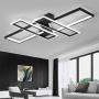 Modern Ceiling Lamp LED Stepless Dimming with Remote Control Close to The Ceiling Light Fixture Geometric Ceiling Light for Living Room Bedroom Office Indoor Chandelier Diameter 90 cm x 60CM (Black)