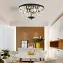 BAYCHEER Round Shaped Clear Crystal Ceiling Lghting Ftures with 3 Lghts Retro Art Dcoration Flush Mount Ceiling Light for Hallway Dining Living Room Kitchen Boudoir 9.84inch(Black)