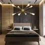 Modern Sputnik Chandeliers 8 Lights - Mid-Century Industrial Brushed Brass Light Fixture for Kitchen Living Room,Dining Room, Restaurant
