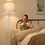 61'' Crystal Floor Lamp LED Standing Lamp Linen Shade Elegant Design Floor Light Tall Upright lamp with LED Bulb for Living Room, Bedroom, Office and Reading(Chrome) 61'' Crystal Floor Lamp LED Standing Lamp Linen Shade Elegant Design Floor Light Tall Upright lamp with LED Bulb for Living Room, Bedroom, Office and Reading(Chrome)