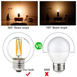 Dimmable g16.5 led Bulb 40W g16 1/2 led Edison Bulb 2700K 4W e26 led Globe Bulb for Ceiling Fan,Chandelier,Vanity Light Bulb AC120V 400lm 6Pack