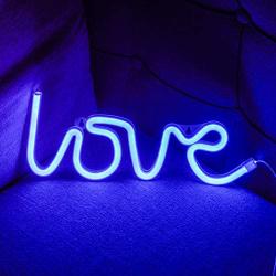 Love Neon Signs Lights for Wall Decor, USB/Battery Decorative Blue Love Neon Sign, LED Night Light for Bedroom, Valentines Day, Christmas, Living Room, Girls Room (B-Blue)