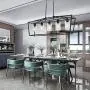 BONLICHT Farmhouse 5 Light Rectangle Dining Room Chandelier with Clear Glass Shade in Matte Black Finish,Classic Industrial Kitchen Island Pendant Hanging Lighting for Living Room Foyer