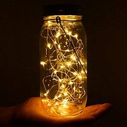 Solar Mason Jar Lights 30 Led,6 Pack Large-Size Solar Hanging Glass Jar Starry Fairy Lights,Solar Lanterns for Outdoor Patio Party Garden Decor Lights (Jars and Handles Included)