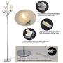 Modern Globe LED Floor Lamps for Living Room-DLLT Standing Lamps with 5 Lights for Bedroom, Tall Pole Tree Accent Lighting for Mid Century, Contemporary Home, G9 Bulb(Not Included) Glass Shade Silver