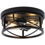 Vintage Industrial Style Rustic Farmhouse Ceiling Light Semi Flush Mount Fixture Black Metal Cage 2-Light for Bedroom Kitchen Living Room Hallway Bathroom Dining Room
