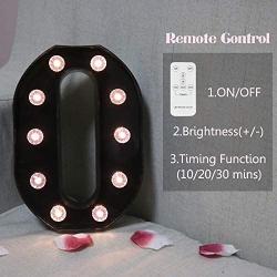 26 LED Letters Light Alphabet Marquee Signs, Ampersand Remote Timer Light Up Signs with Letters Desk Table Lamp for Bedroom, Bar, Wall Decor- Black Letter O