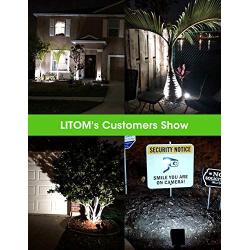 LITOM 12 LEDs Solar Landscape Spotlights, IP67 Waterproof Solar Powered Wall Lights 2-in-1 Wireless Outdoor Solar Landscaping Lights for Yard Garden Driveway Porch Walkway Pool Patio 2 Pack Cold White