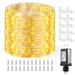 Lyhope Christmas Rope Lights, 33ft 240 LED Low Voltage Waterproof Rope Lights, Connectable Clear Tube String Lights for Outdoor, Indoor, Patio, Pool, Boat, Deck, Xmas Landscape Lighting(Warm White)