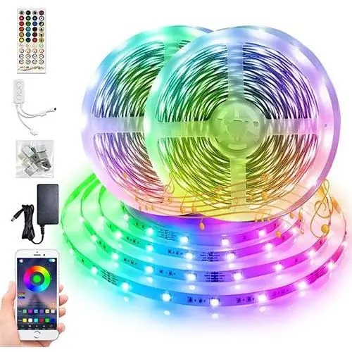 65.6ft LED Strip Lights BFULL RGB 5050 LED Strips with 40 Keys & Remote Bluetooth Controller, 12V Color Changing LED Lights for Bedroom Kitchen Home Party DIY Decoration