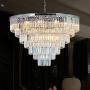 MEELIGHTING Luxury Crystal Chrome Chandelier Lighting Modern Contemporary Chandeliers Pendant Ceiling Lamp Light Fixture 7-Tier for Dining Room Living Room Hotel Showroom (24 Lights) W39.4''