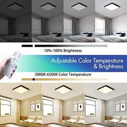 SviDau Remote Controlled Flush Mount Ceiling Light Fixture(12 Inch 24W), 3000K-6500K Color Changing Dimmable LED Lamp for Bedroom Kitchen Hallway Porch Closet Room, Square