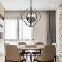 VINLUZ Modern 5-Light Chandeliers Black Dining Room Light Fixtures Hanging Geometric Globe Shape Design Farmhouse Rustic Pendant Lights Orbit Ceiling Light Fixtures for Foyer Kitchen Island Entryway