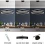 Chandeliers Lighting, Modern LED Pendant Light Fixture 1 Ring Chandelier with Remote Control Kitchen Ceiling Light Black Meenyo