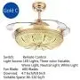 YEELED Light 42 Inch Invisible Reversible Ceiling Fans with 3 Changing Light Color Retractable Ceiling Fan Chandelier with Remote Control for Indoor Living Room Bedroom Dining Room Ceiling Light Kits with Fans (42 Inch, Gold-01)