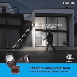 LEONLITE LED Security Lights, Motion Sensor Flood Light Outdoor, 20W(150W Equiv.), Waterproof IP65, 5000K Daylight , ETL Listed, Adjustable 2-Head Outdoor Lighting, Bronze