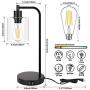 Industrial Touch Control Table Lamp, Dual USB Charging Ports, 3 Way Dimmable Vintage Bedside Nightstand Lamp, Glass Shade Desk Reading Lamp for Farmhouse Bedroom Living Room, LED Edison Bulb Included