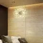 LITFAD 16'' Wide Crystal Pendant Light Anti-Glare LED Dandelion Chandelier Modern Style Ceiling Hanging Light in Chrome for Dining Room Reception Cafe Clothes Stores
