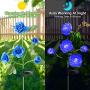 Fuzaws Solar Lights Outdoor Rose Flower, 2 Pack Solar Powered Garden Decorations with 10 Bigger Rose Flower, WaterproofLights for Garden Patio Yard Pathway Decoration Merry Christmas (Blue Rose)