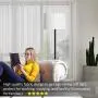 LED Floor Lamp Simple Design, Modern Standing Lamp with Shade,Tall Lamp for Living Room Bedroom Office Study Room, Black Pole Lights with Foot Switch, White Stand Up Lamp Fabric, E26 Base