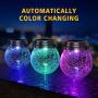 DBF Solar Lights Crackle Glass Ball, Amber Warm LED Hanging Solar Lantern Outdoor Waterproof Solar Patio Lanterns Decorative with 2 Optional Modes Solar Powered Jar Lamp for Garden Deck Yard, 2 Pack