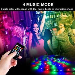 HRDJ Led Strip Lights 32.8ft Rgb Led Light Strip Music Sync Color Changing Rope Lights Smd 3528 with Remote Led Lights for Bedroom, Kitchen, Home