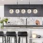 Joyxeon 5-Light Kitchen Island Lighting Farmhouse Dining Room Lighting Fixtures Hanging, Integrated LED Kitchen Bar Linear Chandeliers Industrial Pool Table Light, 3000K Warm White - Black & Gold
