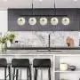 Joyxeon 5-Light Kitchen Island Lighting Farmhouse Dining Room Lighting Fixtures Hanging, Integrated LED Kitchen Bar Linear Chandeliers Industrial Pool Table Light, 3000K Warm White - Black & Gold