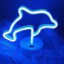 ENUOLI Dolphin Gifts Decor Dolphin Light Night Sign LED Lamp Neon Marquee Battery USB Operated Table LED Lights Table Decoration Girls Bedroom Living Room Christmas Party as Kids Gift(Blue Dolphin)