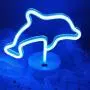 ENUOLI Dolphin Gifts Decor Dolphin Light Night Sign LED Lamp Neon Marquee Battery USB Operated Table LED Lights Table Decoration Girls Bedroom Living Room Christmas Party as Kids Gift(Blue Dolphin)