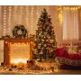 LE 306 LED Curtain Lights 9.8 x 9.8 ft Fairy String Lights for Bedroom Wall Wedding Backdrop Patio Party Garden, Warm White, 8 Modes, Plug in Indoor Outdoor Decorative Window Twinkle Christmas Lights