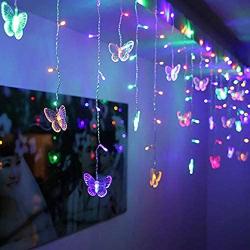 Lainin String Light 3.5M/11.5FT 96SMD Curtain Light 16 LED Butterfly Strings 8 Mode Fairy Light Strip for Party Indoor Outdoor Room Garden Wall Wedding Christmas Xmas Decorations