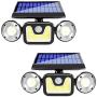 HUOSUC Solar Lights Outdoor with Motion Sensor, 3 Heads Security Lights, 83 COB LED Flood Light Motion Detected Spotlight for Garage Yard Entryways Patio, IP65 Waterproof 2 Pack