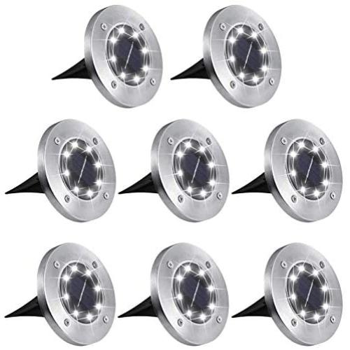 Aogist Solar Ground Lights,8 LED Garden Lights Waterproof Patio Outdoor Light with Light Sensor for Lawn,Pathway,Yard,Driveway,Step and Walkway (8 Pack White)