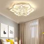 NIUYAO Modern Ceiling Light White Flower Shape with Crystal Ball Minimalism Flush Mount Contemporary Acrylic Integrated LED 6 Light Fixture (Bulb Included) -21.5'' White Light