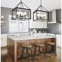 JONATHAN Y JYL7413A Anna 21'' 4-Light Metal/Glass LED Pendant, Traditional, Classic for Kitchen, Living Room, 4 Bulb, Oil Rubbed Bronze/Clear
