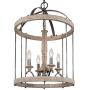 LOG BARN Farmhouse Chandelier for Dining Room, Wood Metal Hanging Light Fixture, 4-Light Foyer Chandeliers for High Ceilings, 16” Dia