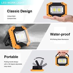 UNIKOO Rechargeable Work Light COB 30W 1500LM, Waterproof LED Portable Flood Light for Outdoor Camping Hiking Emergency Car Repairing Fishing(W840Y-2PACK)