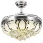 RuiWing 42 inch Dimmable Crystal Ceiling Fan with Lights and Remote 3 Color Dimmable Led Light Polished Silver Luxury Chandelier for Bedroom, Dining Rooms, Living Room Lights