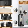 Touch Bedside Table Lamps with Rotary Switch Set of Two, 3-Way Dimmable Bedroom Living Room Lamps with USB Charging Ports, Industrial Nightstand Lamp with Fabric Lampshade for Reading, Bulbs Included