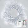 Koxly Christmas Lights, 2 Pack Battery Operated String Lights with Remote Timer Waterproof 8 Modes 16.4ft 50 LED String Lights for Bedroom,Garden,Party,Xmas Tree Indoor Outdoor Decorations, Cool White