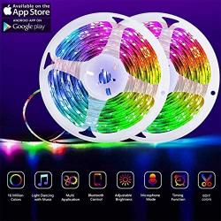 Smart WiFi LED Strip Lights Works with Alexa, Google Home Brighter 5050 LED, 16 Million Colors Phone App Controlled Music Light Strip for Home, Kitchen, TV, Party, for iOS and Android, 32.8ft